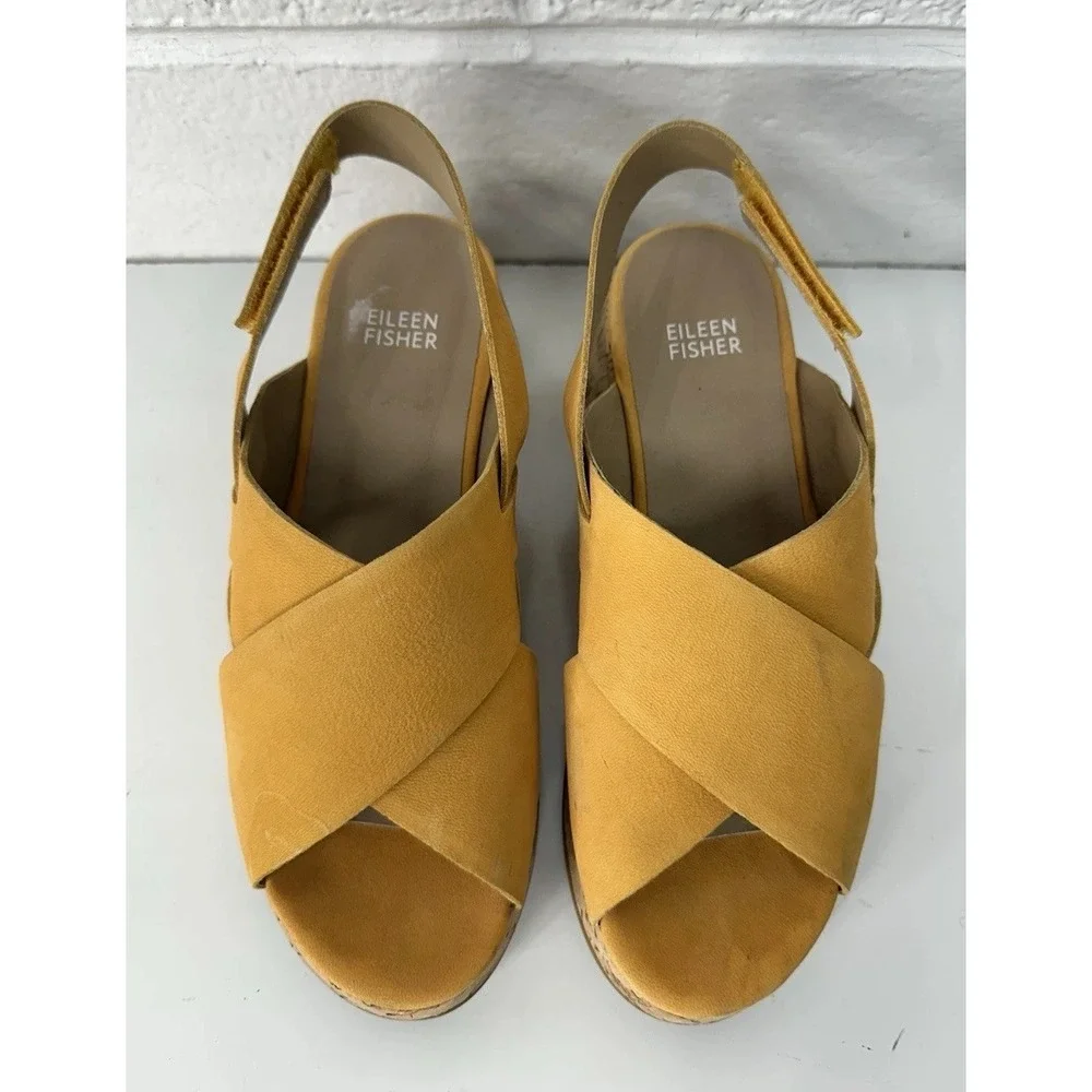 EILEEN FISHER Timor Espadrille Cork Wedge Platform Sandals (Women's Size 7.5‎ M)